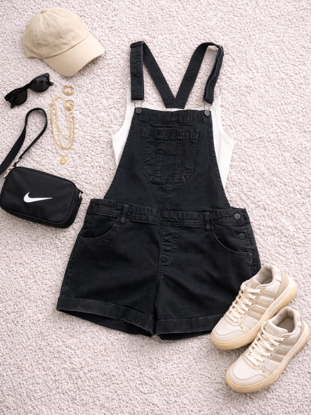 Black shortalls with an X back. Made by wallflower. Size L (junior).